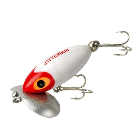 Arbogast Jitterbug #630 - White/Red Head - Precision Fishing