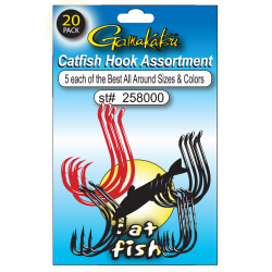 Gamakatsu Catfish Hook 1/0-8/0 Hook Assortment (20 Pack