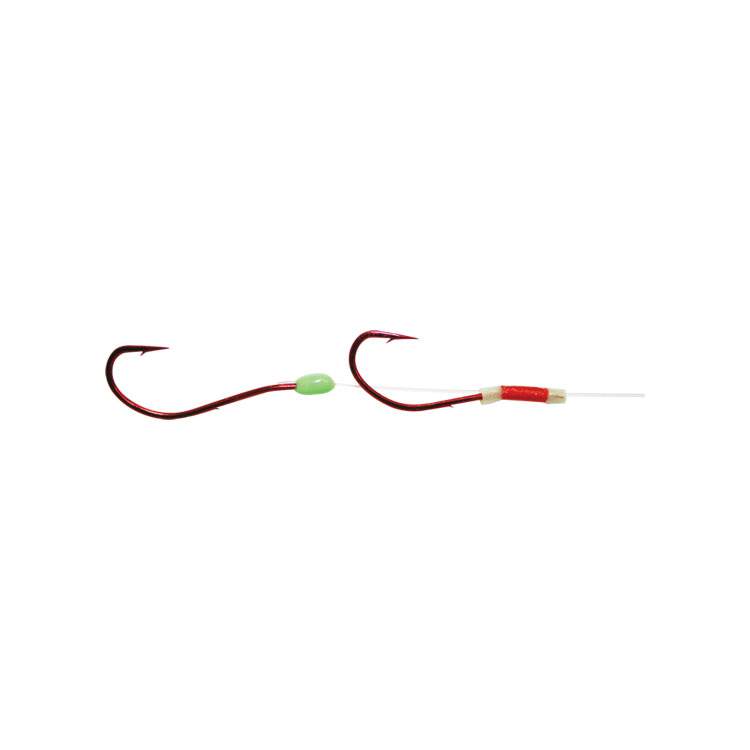Gamakatsu Walleye LG Two Hook Rig #4-10 - Red with Green Bead (5 Pack) -  Precision Fishing