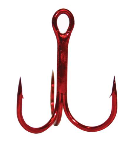 Gamakatsu Round Bend Treble Hook #8 - Red (10 Pack) - Precision Fishing