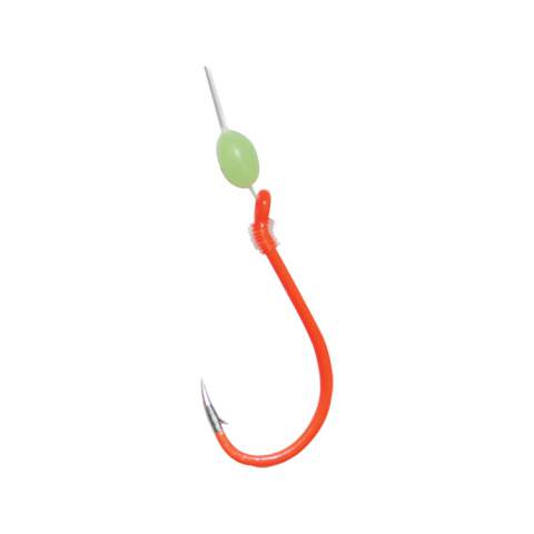 Gamakatsu Walleye Snell Hook With Glowbead #6 - Fluorescent Orange